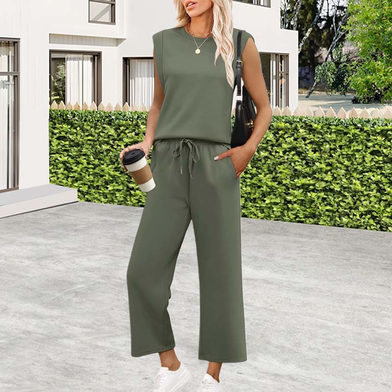 ✨Vorübergehender Sale: 45 % Rabatt🌺2025: Lässiges Damen-Top mit Flügelärmeln und Hose mit weitem Bein im Zweiteiler