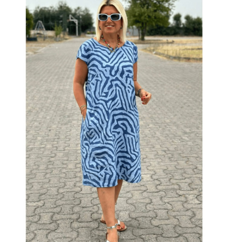 🌸 Sommerliches Bohemian-Blumenkleid mit rundem Ausschnitt