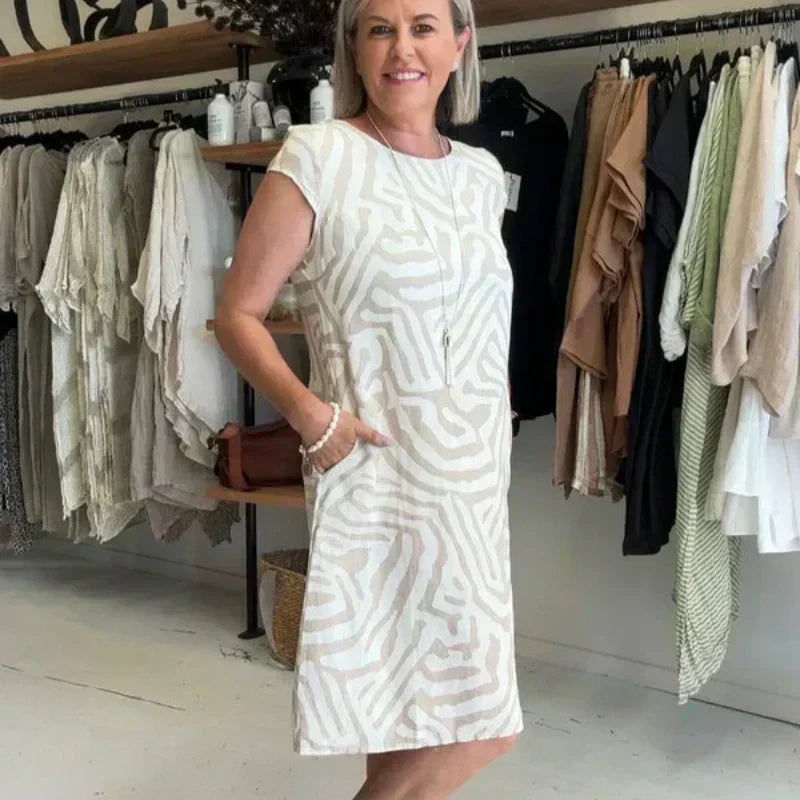 🌸 Sommerliches Bohemian-Blumenkleid mit rundem Ausschnitt