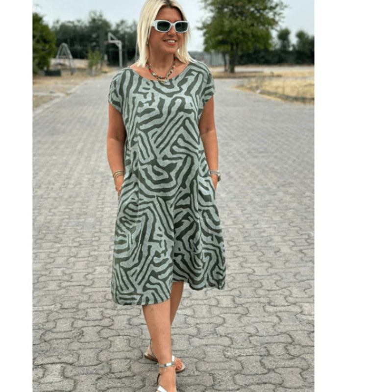 🌸 Sommerliches Bohemian-Blumenkleid mit rundem Ausschnitt