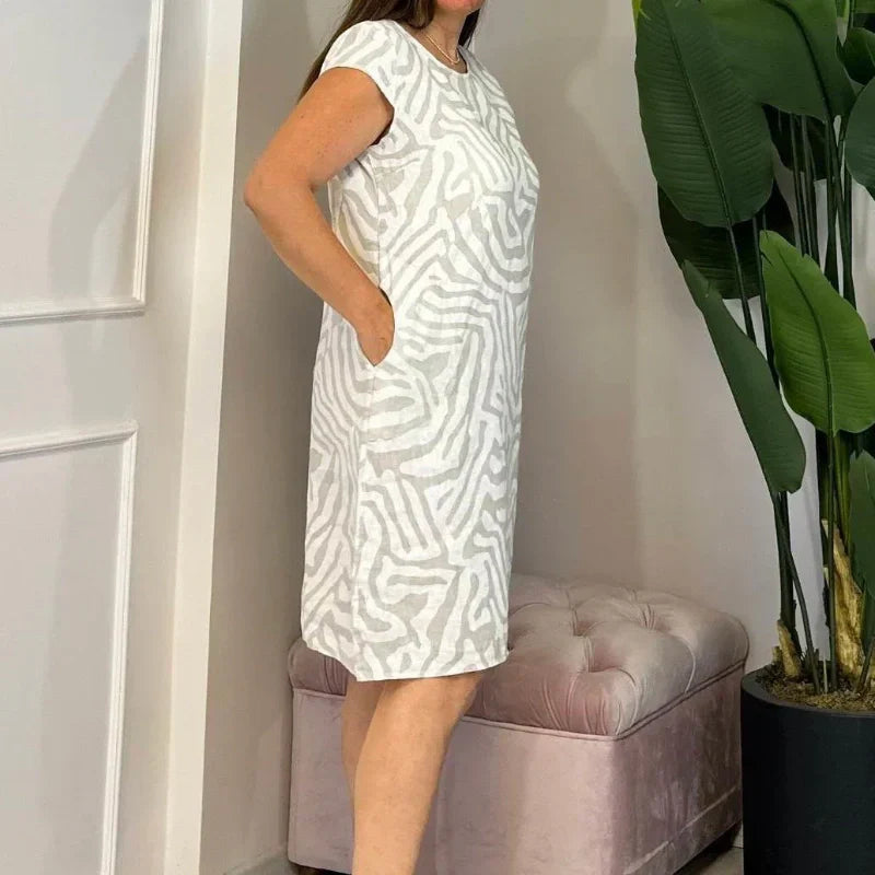 🌸 Sommerliches Bohemian-Blumenkleid mit rundem Ausschnitt