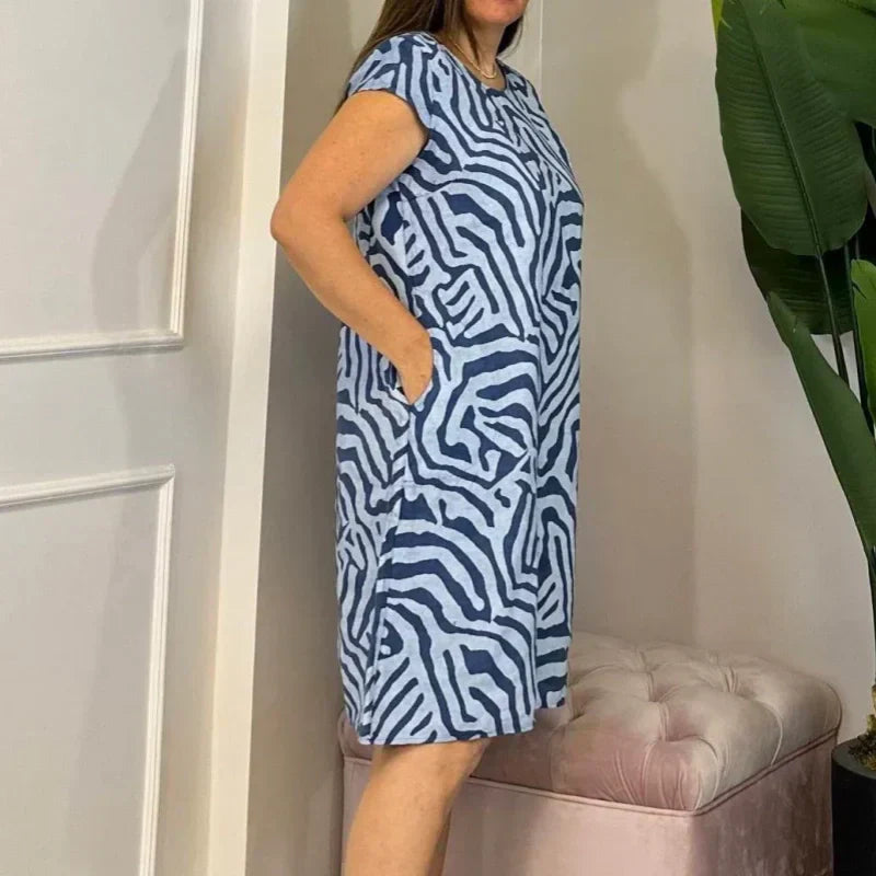 🌸 Sommerliches Bohemian-Blumenkleid mit rundem Ausschnitt