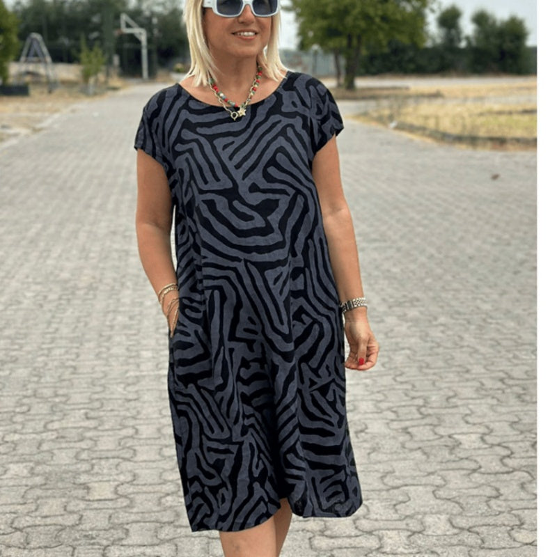 🌸 Sommerliches Bohemian-Blumenkleid mit rundem Ausschnitt