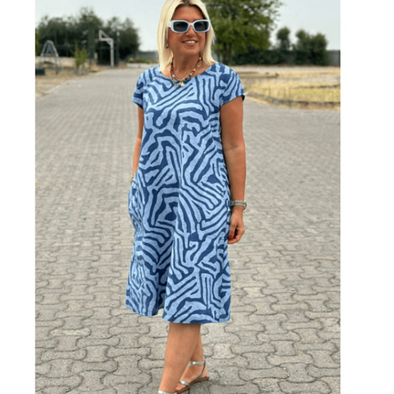 🌸 Sommerliches Bohemian-Blumenkleid mit rundem Ausschnitt
