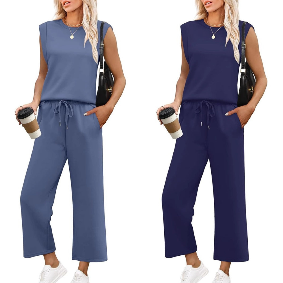✨Vorübergehender Sale: 45 % Rabatt🌺2025: Lässiges Damen-Top mit Flügelärmeln und Hose mit weitem Bein im Zweiteiler