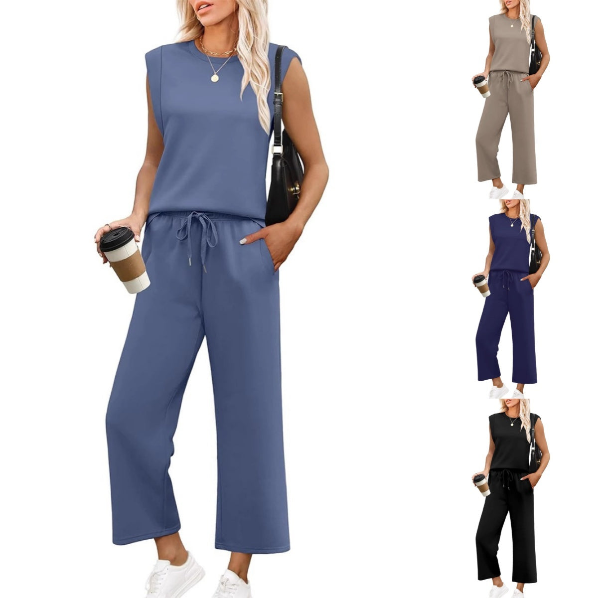 ✨Vorübergehender Sale: 45 % Rabatt🌺2025: Lässiges Damen-Top mit Flügelärmeln und Hose mit weitem Bein im Zweiteiler