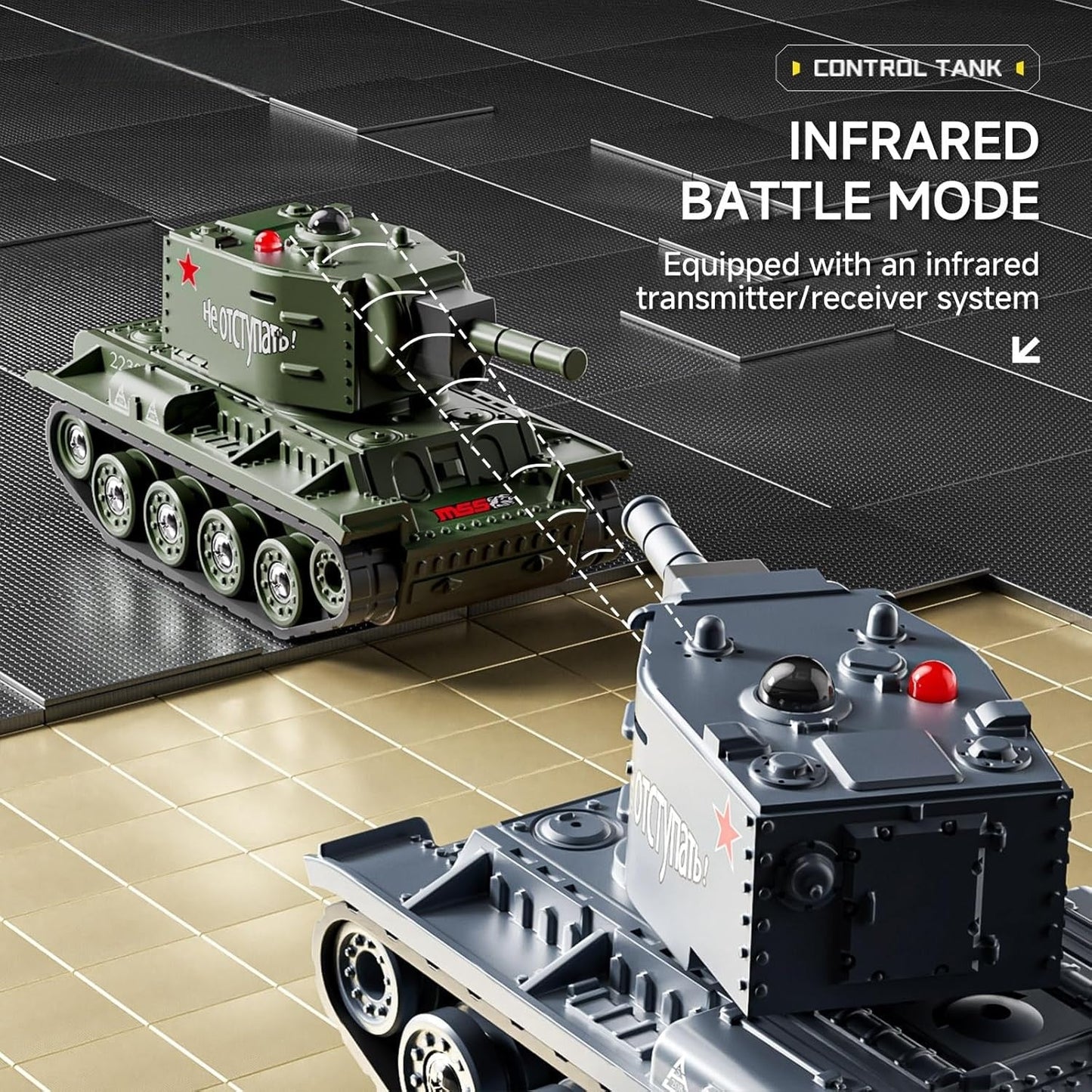 Mini-RC-Panzer mit 330° drehbarem Turm sowie Sound und Beleuchtung