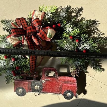 🎄🚗 Weihnachtskranz mit Roter Truck-Deko