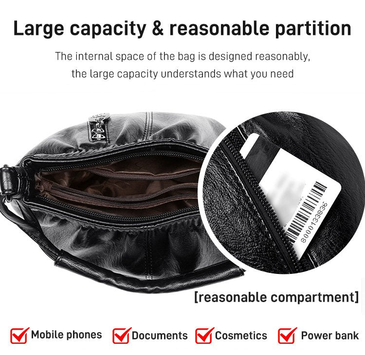 Skrynklig design, mjuk läderväska 👜✨