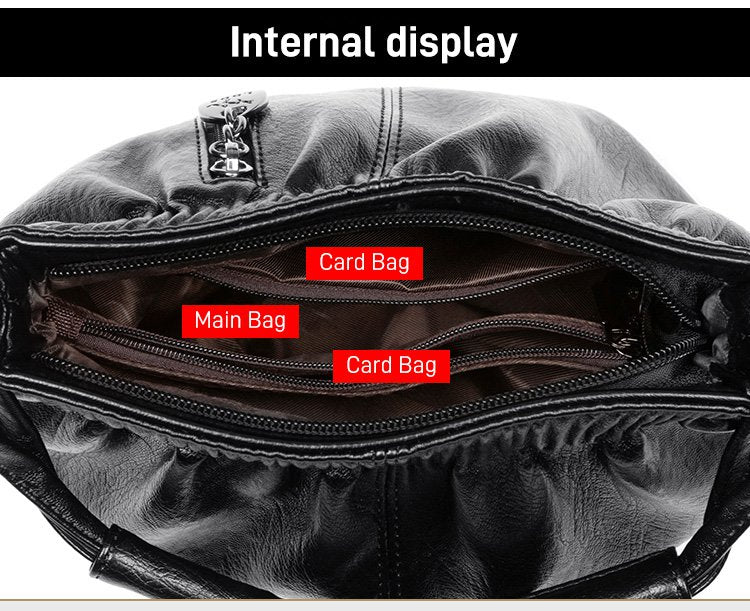 Skrynklig design, mjuk läderväska 👜✨