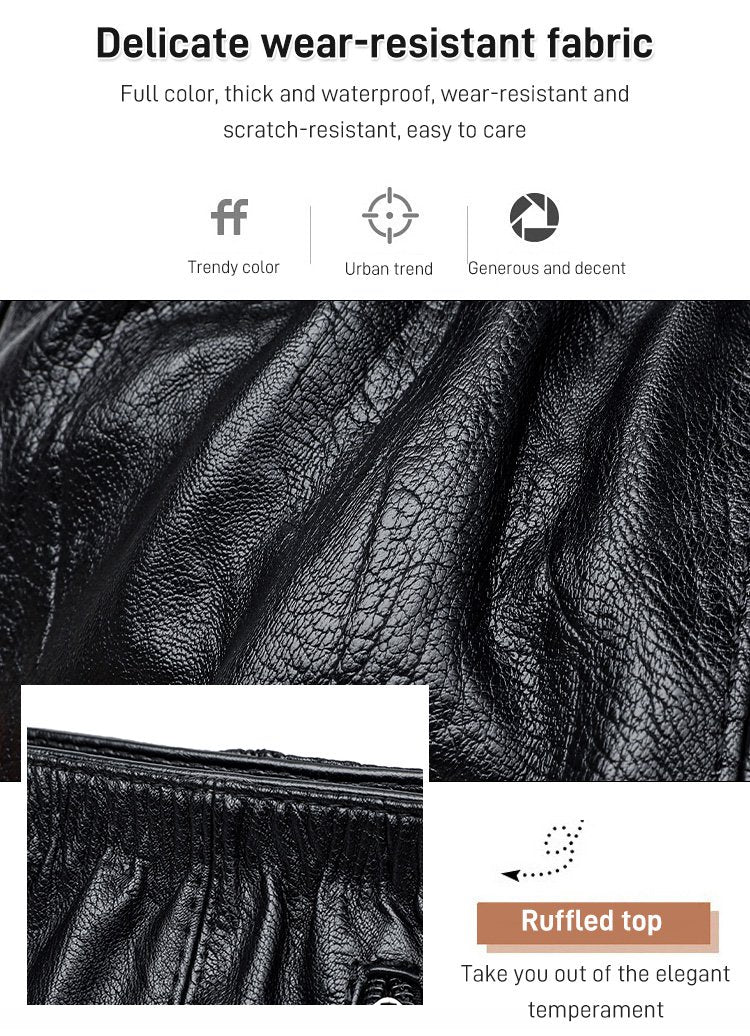 Skrynklig design, mjuk läderväska 👜✨