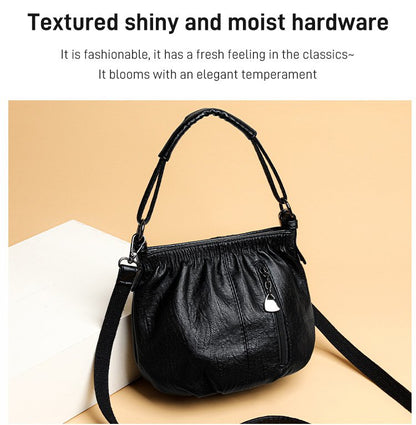 Skrynklig design, mjuk läderväska 👜✨