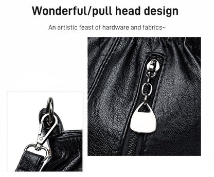 Skrynklig design, mjuk läderväska 👜✨