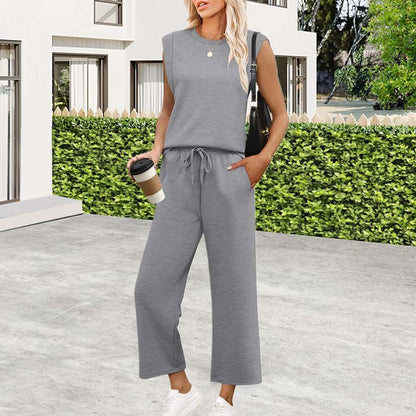 ✨Vorübergehender Sale: 45 % Rabatt🌺2025: Lässiges Damen-Top mit Flügelärmeln und Hose mit weitem Bein im Zweiteiler