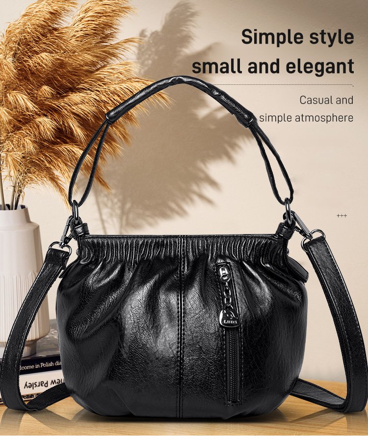 Skrynklig design, mjuk läderväska 👜✨