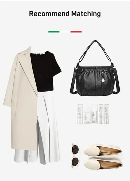 Skrynklig design, mjuk läderväska 👜✨