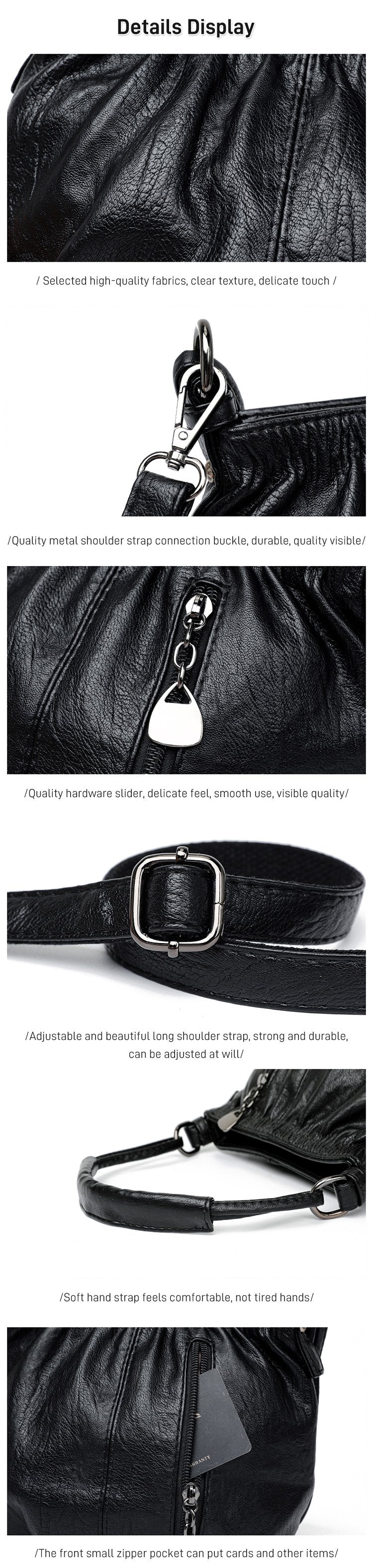 Skrynklig design, mjuk läderväska 👜✨