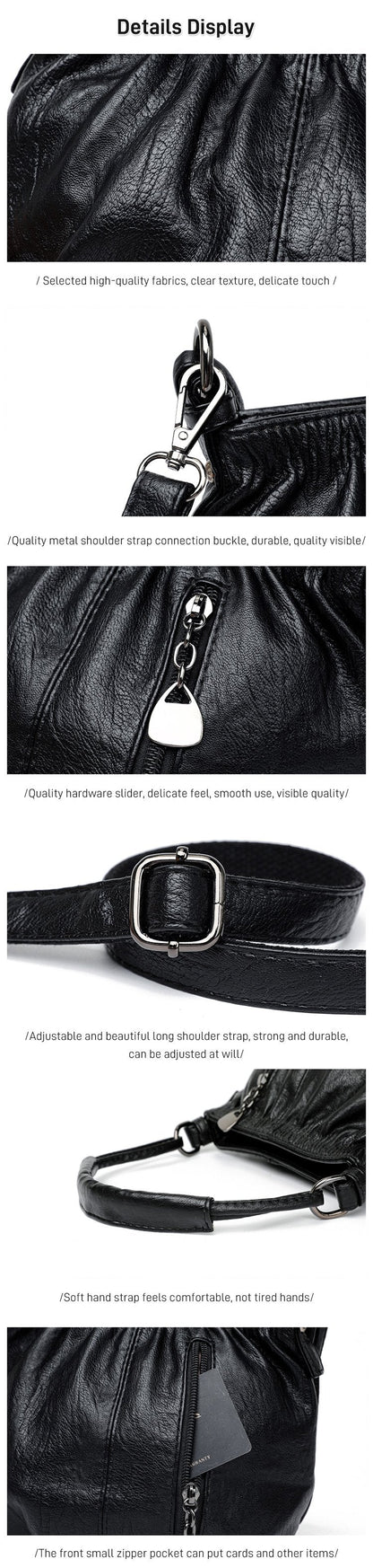 Skrynklig design, mjuk läderväska 👜✨