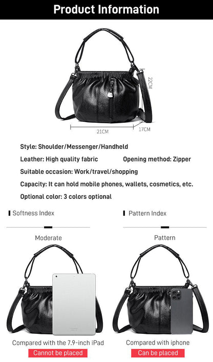 Skrynklig design, mjuk läderväska 👜✨