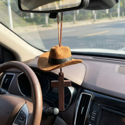🤠 Cowboyhatt & korsformad bilcharm | En åktur med stil och tro 🚗✨