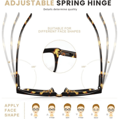 👓3-pack läsglasögon i sköldpaddsmönster – överdimensionerade fyrkantiga läsglasögon som blockerar blått ljus