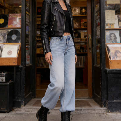 👖 Mid-Rise Straight Leg Denim Pants