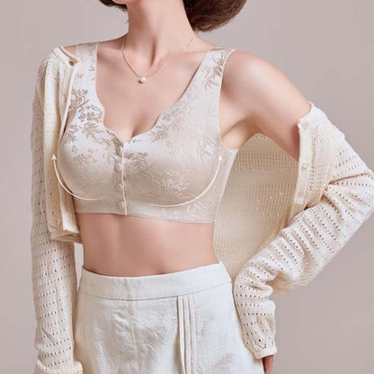 BH med främre stängning i präglad jacquard