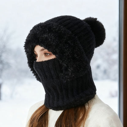 ❄️ 3-i-1 tjock plyschvintermössa🧣