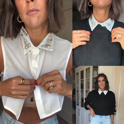 Diamant- och pärlfalskt krage