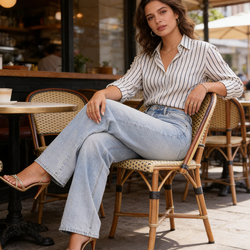 👖 Mid-Rise Straight Leg Denim Pants