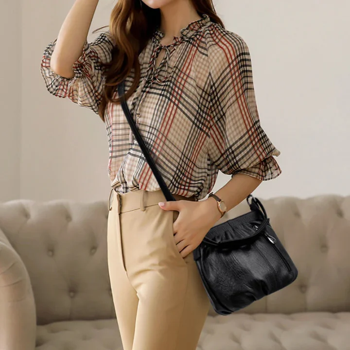 Skrynklig design, mjuk läderväska 👜✨