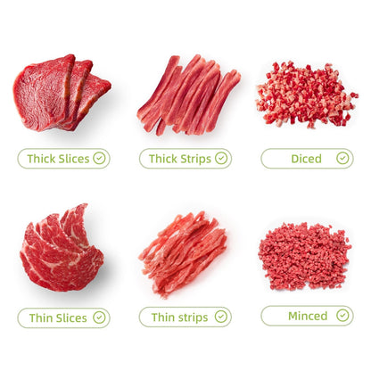 17-i-1 kjøttkniv i rustfritt stål, justerbar tykkelse 2 eller 4 mm