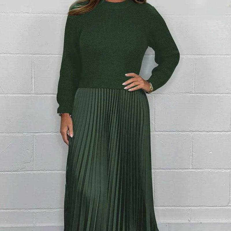 Elegante und stilvolle plissierte Kleider mit Rundhalsausschnitt für Frauen