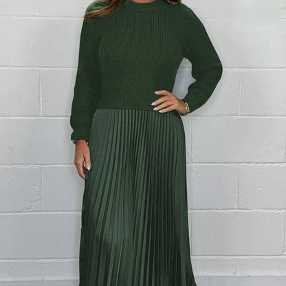Elegante und stilvolle plissierte Kleider mit Rundhalsausschnitt für Frauen