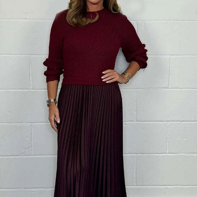 Elegante und stilvolle plissierte Kleider mit Rundhalsausschnitt für Frauen