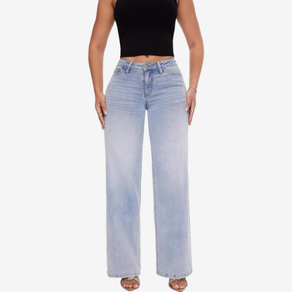 👖 Mid-Rise Straight Leg Denim Pants