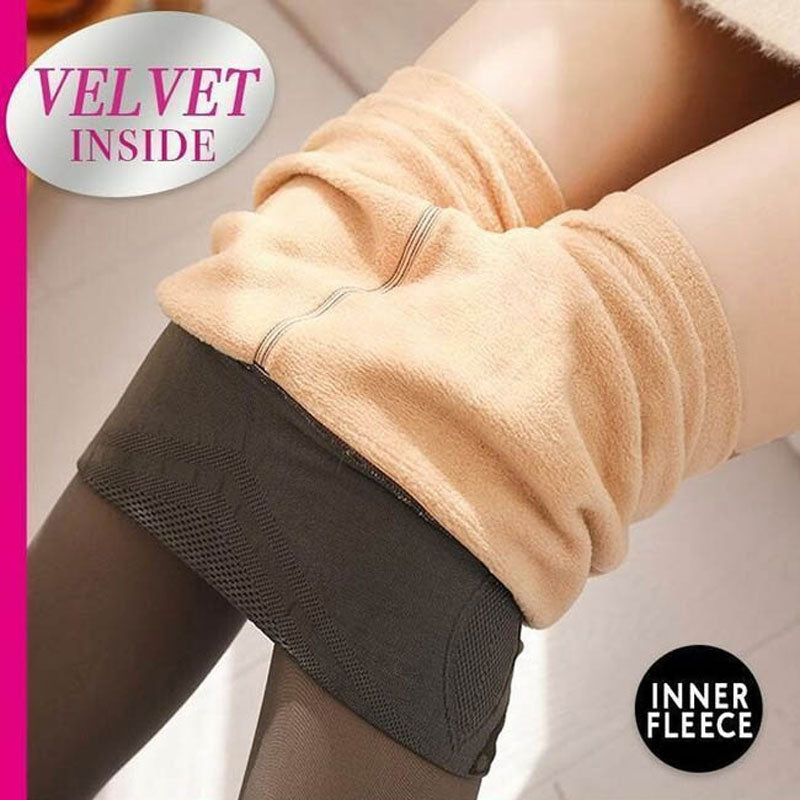 Mit Fleece gefütterte transparente Strumpfhose