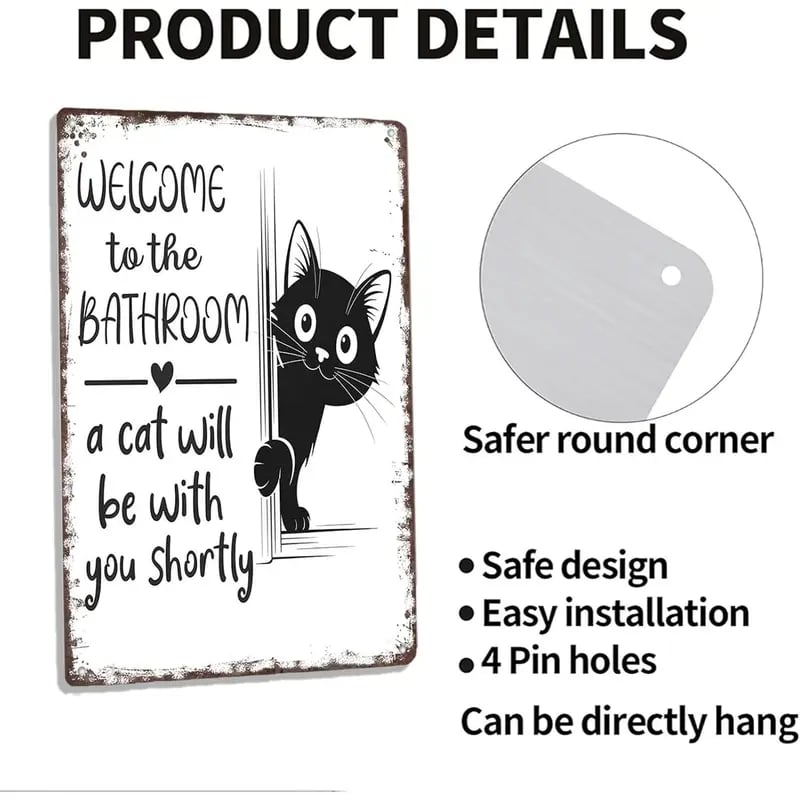 🔥Vintage svartvit kattväggkonst