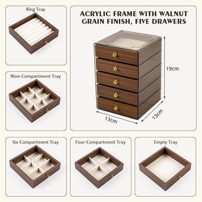 5-lagers smyckeskrin i valnötsträ