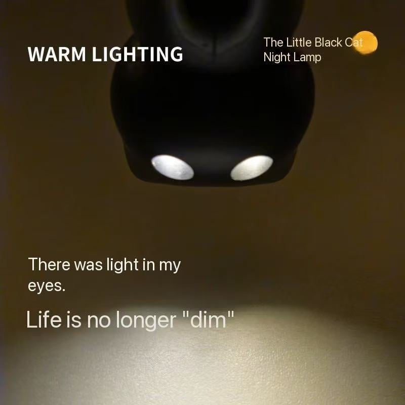 🌙 Svart katt nattlampa nyckelring