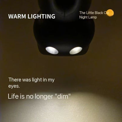 🌙 Svart katt nattlampa nyckelring