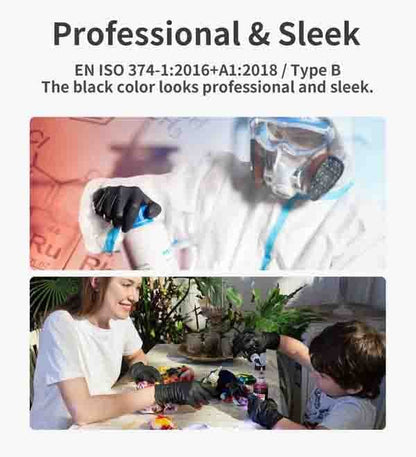 100/50 stk. svarte engangshansker av nitril