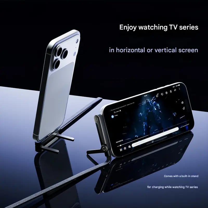 ⚡2-i-1 osynlig hållare och laddningskabel – 240 W snabbladdningskabel med inbyggt telefonstativ