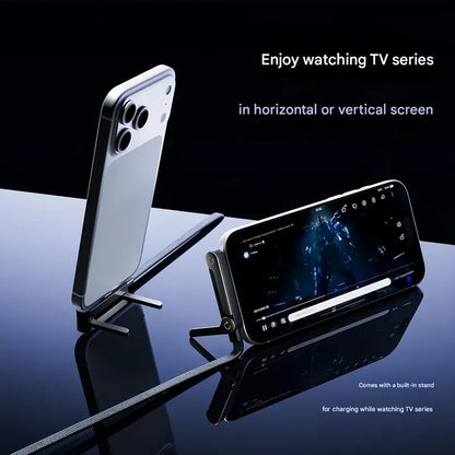 ⚡2-i-1 osynlig hållare och laddningskabel – 240 W snabbladdningskabel med inbyggt telefonstativ