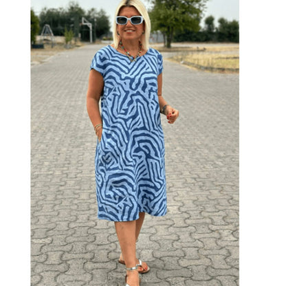 🌸 Sommerliches Bohemian-Blumenkleid mit rundem Ausschnitt
