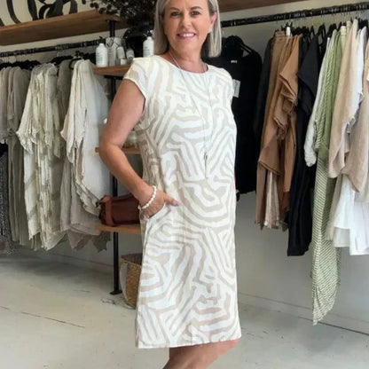 🌸 Sommerliches Bohemian-Blumenkleid mit rundem Ausschnitt