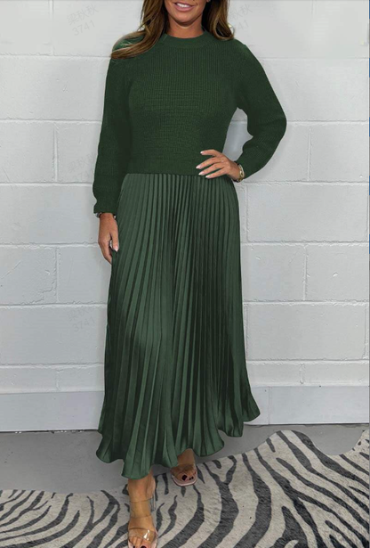 Elegante und stilvolle plissierte Kleider mit Rundhalsausschnitt für Frauen