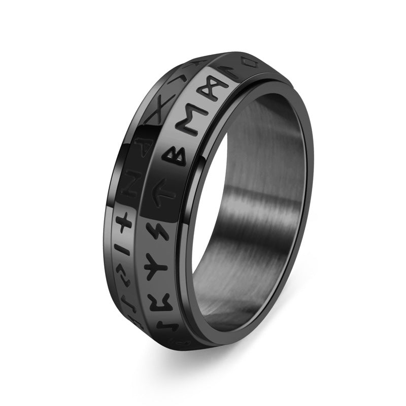 ✨🎅Julerbjudanden – Endast under en begränsad tid!⏰Titanium Steel Viking Rune Rotating Ring