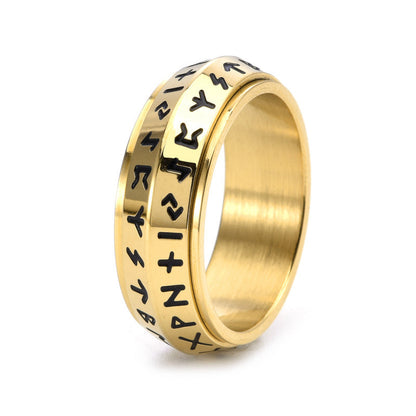 ✨🎅Julerbjudanden – Endast under en begränsad tid!⏰Titanium Steel Viking Rune Rotating Ring