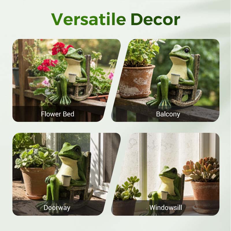 ⏰Solcellsdriven gungande grodstol som prydnad